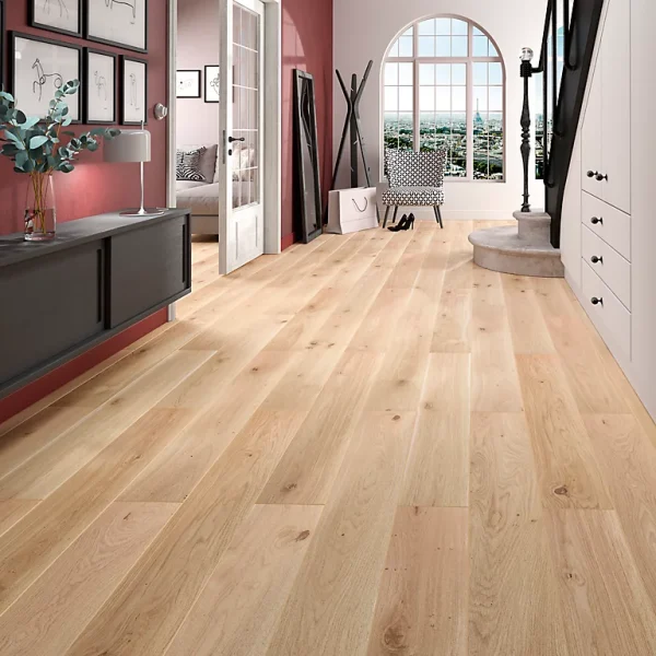 offre spéciale Castorama Parquet Contrecollé Clipsable En Chêne GoodHome Padillac Finition Vernis Mat Coloris Naturel L.18 X ép.1,15 Cm 1